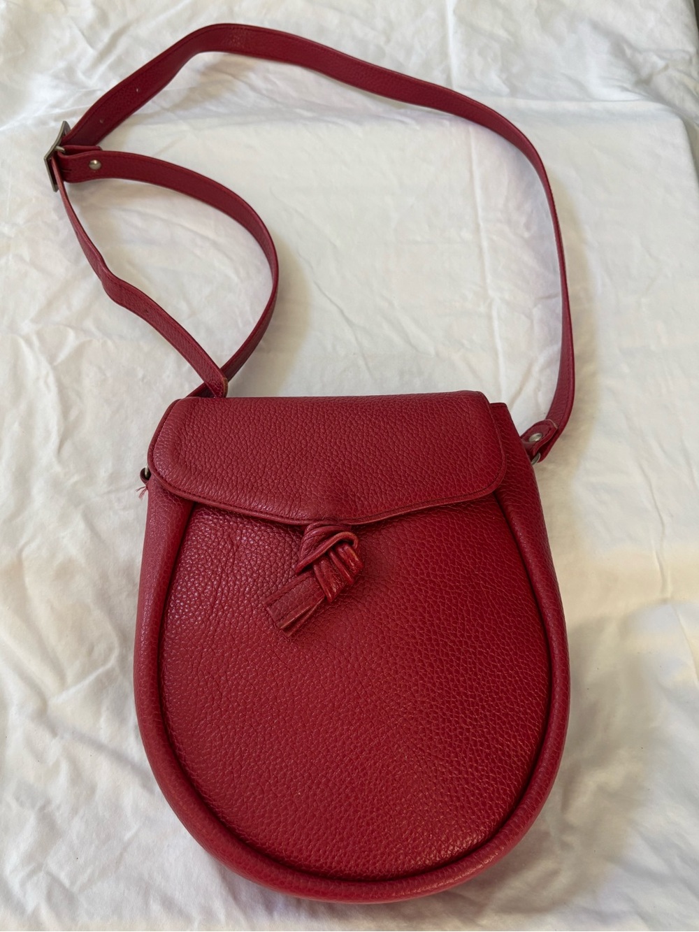 Vintage Groom Paris Red Pebbled Leather Crossbody